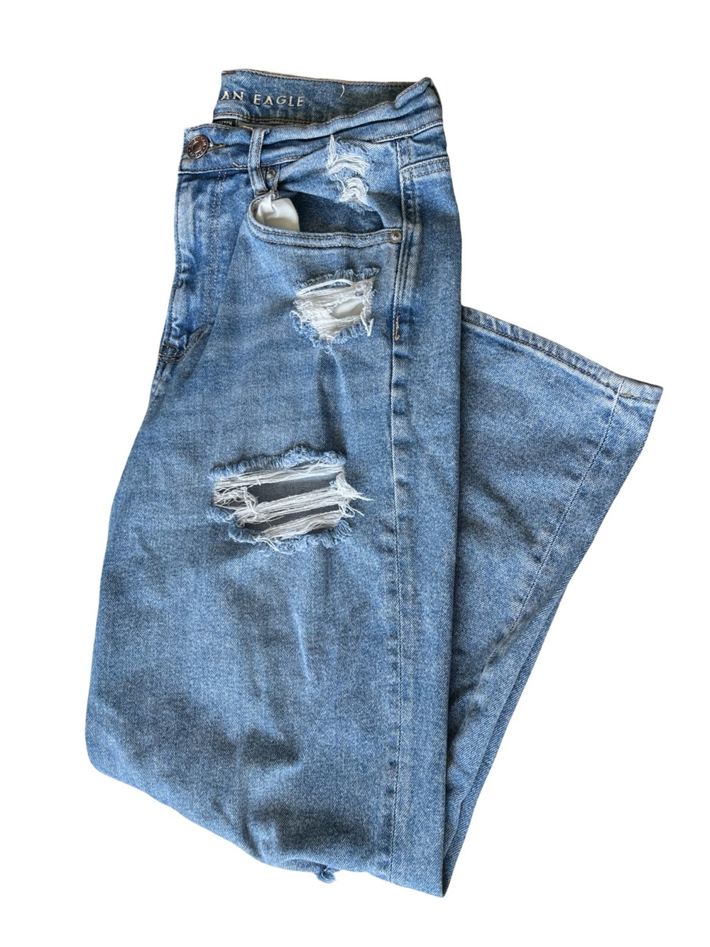 American Eagle Highest Rise 90s Boyfriend Jean Distressed Denim Womens Size 10